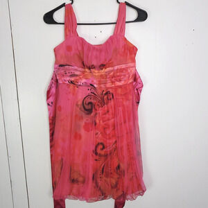 My Michelle Dress Womens 14 Y2K Babydoll Empire Waist Satin Tie Bright Pink